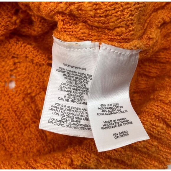 Jones New York Sport Women's Orange Textured Knit Sweater Large 3/4 Sleeves - Picture 3 of 5